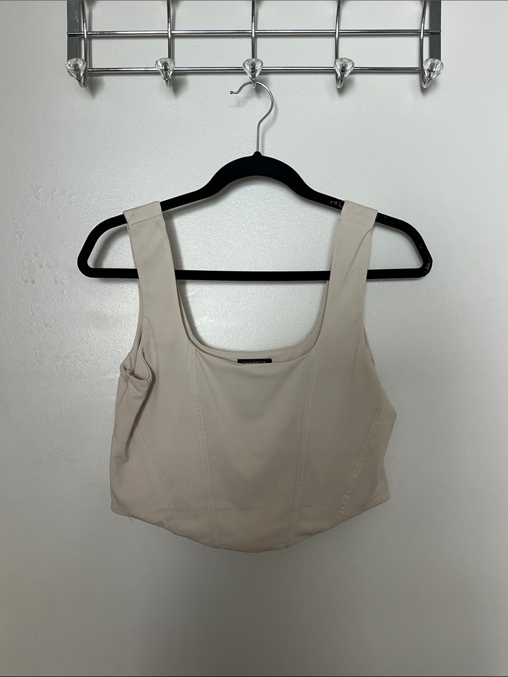 Dynamite Neutral Beige Square Neck Crop Tank